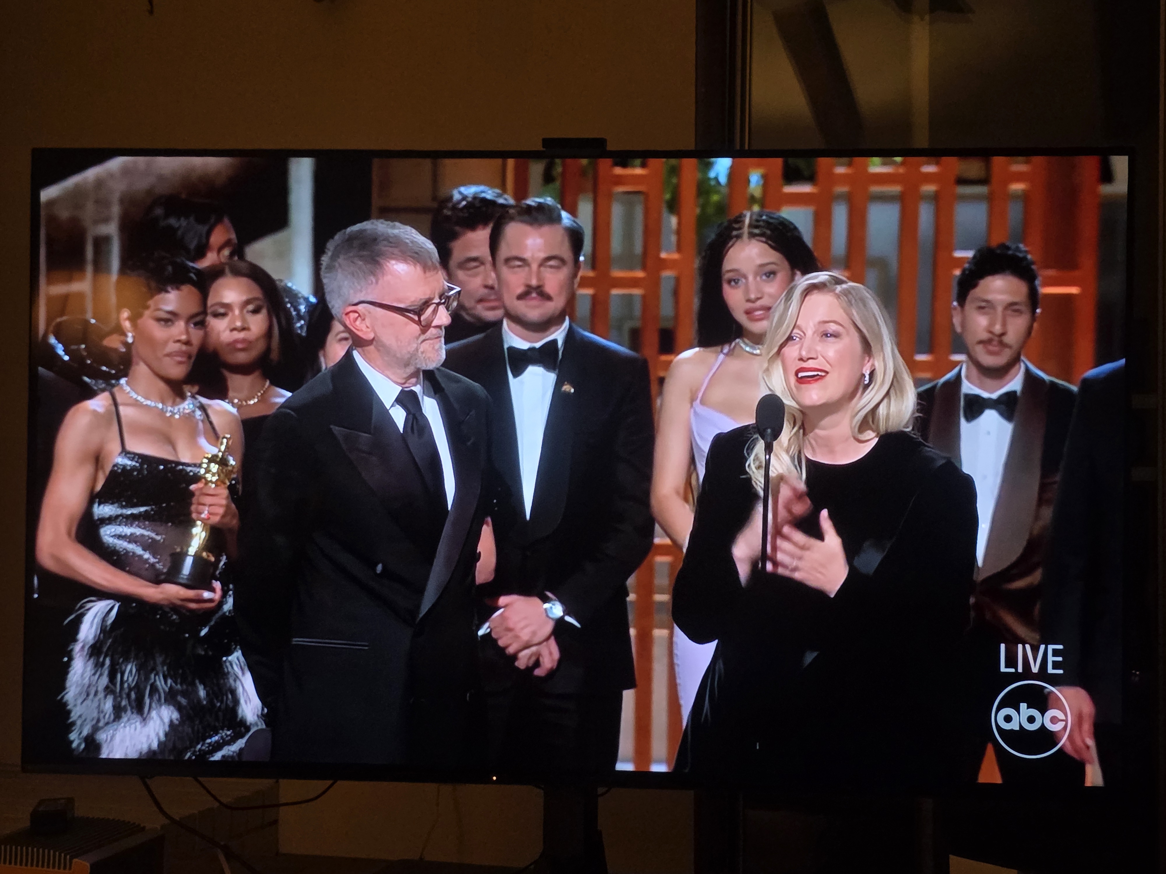One Battle After Another team celebrates Best Picture win