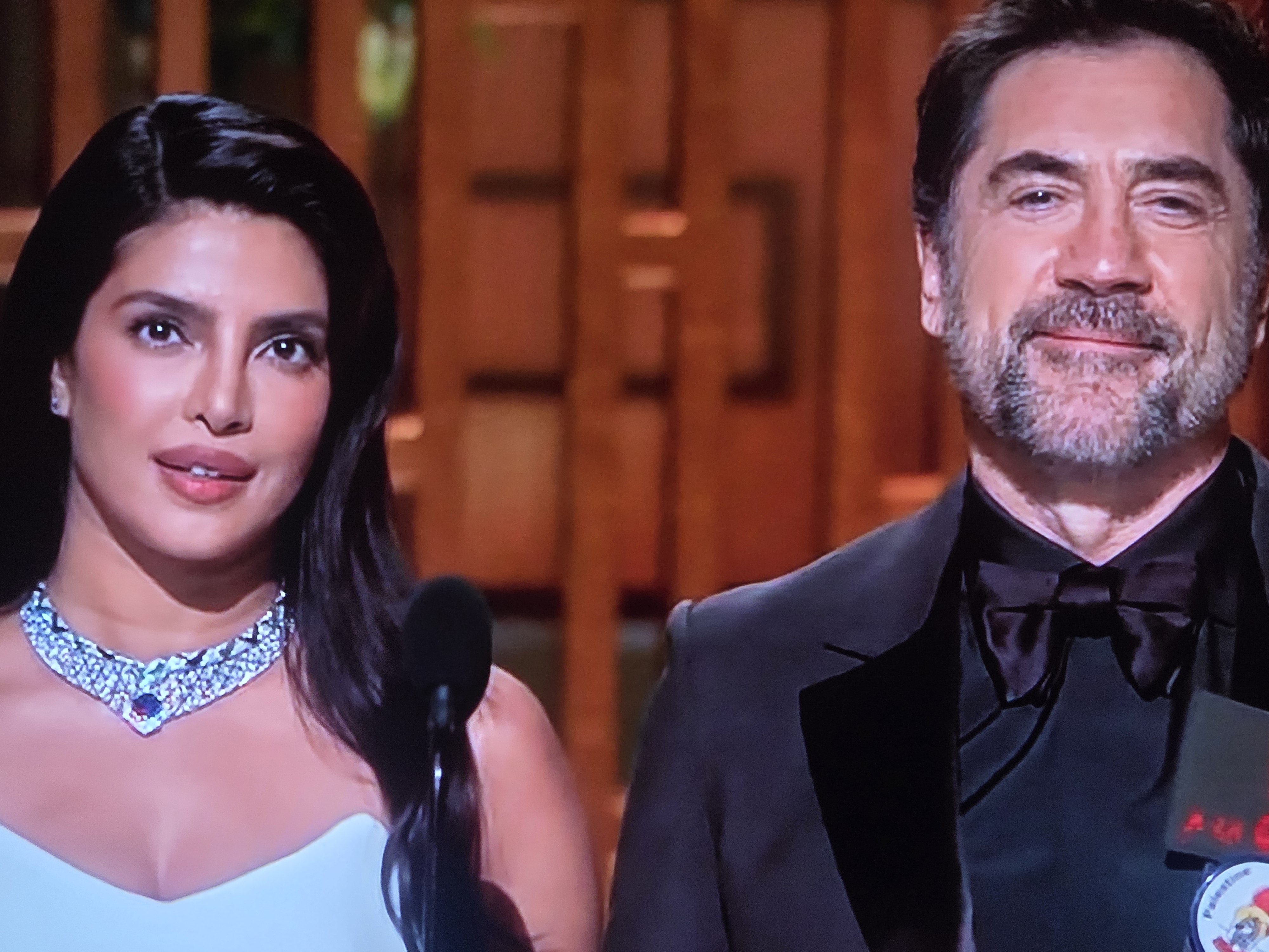 Priyanka Chopra Jonas and Javier Bardem presenting